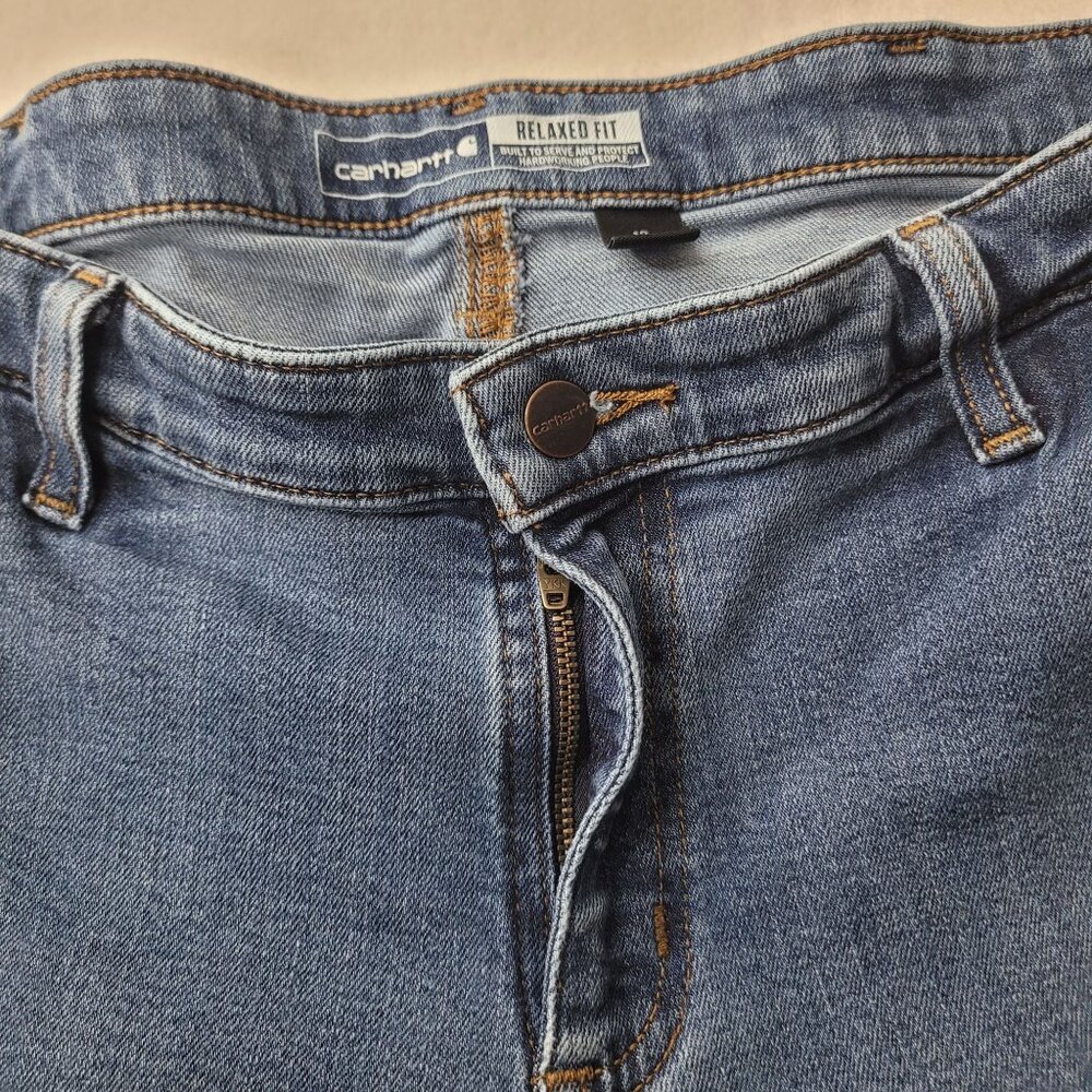 Carhartt Women's Double Knee Relaxed Fit Blue Denim Jeans Size 12 Regular - Picture 5 of 15